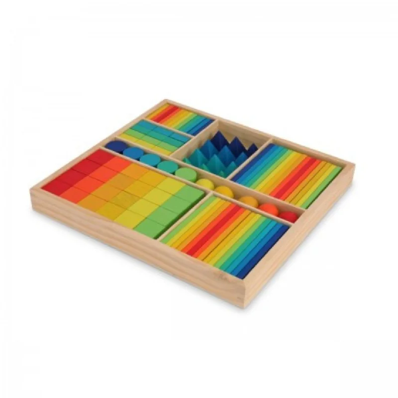 beautifully detailed wooden toys                  Mixed Block Tray Rainbow