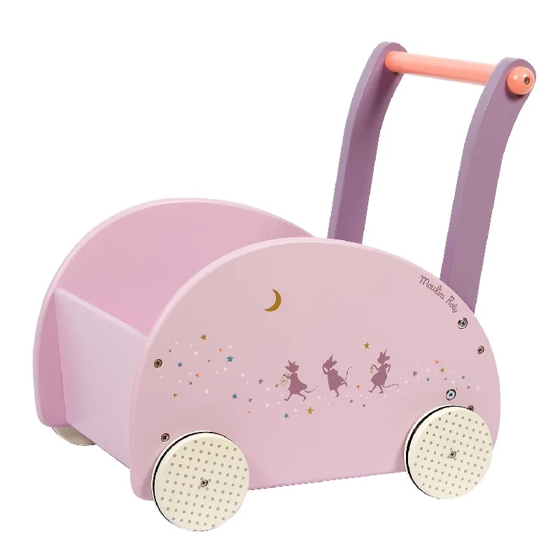 timeless wooden toys                   Moulin Roty Il Etait Une Fois Walking Wood Trolley Pink