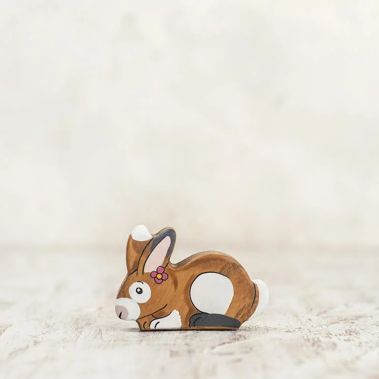 historically accurate and educational wooden toys that teach about cultures                   Wooden Caterpillar Easter brown bunny