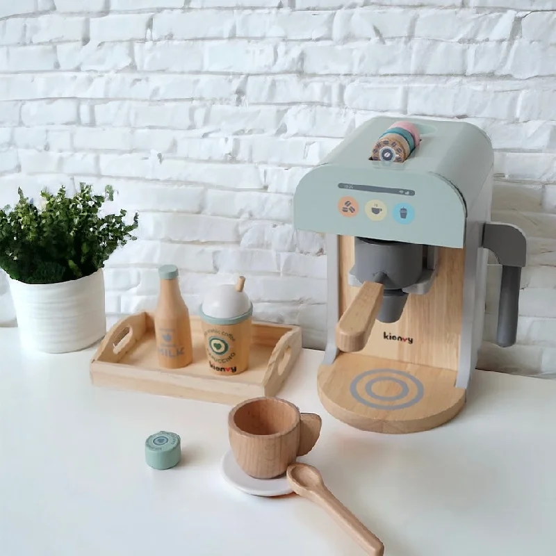 age-appropriate wooden toys                   Korea Brand Kienvy Coffee Machine Set Kitchen Pretend Play