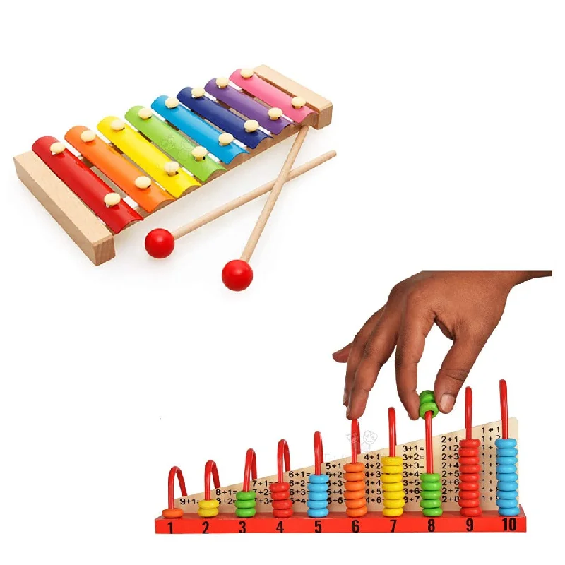 historically inspired wooden toys that teach history                   Calculation Shelf + Xylophone Musical Toy (Combo) for Children