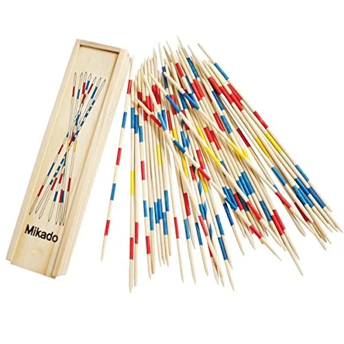 sustainable wooden toys                   Mikado Wooden 31 Pick-Up Sticks Game for Adults and Kids (Pack of 8)