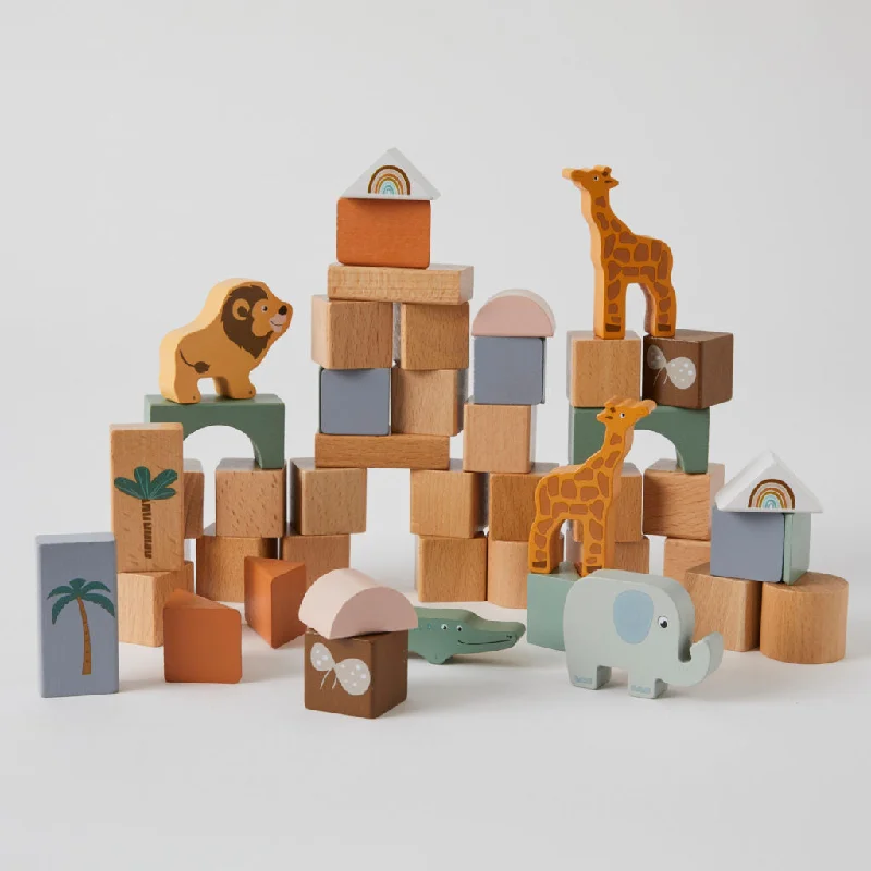 historically inspired wooden toys that teach history                   Wooden Jungle Animals Stacking Block Set