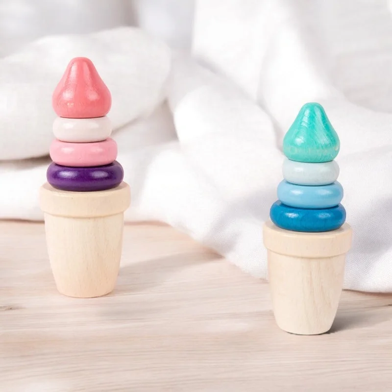 skillfully crafted wooden toys                   Wooden Magnetic Ice Cream Cone Pretend Play Kitchen Food Toy