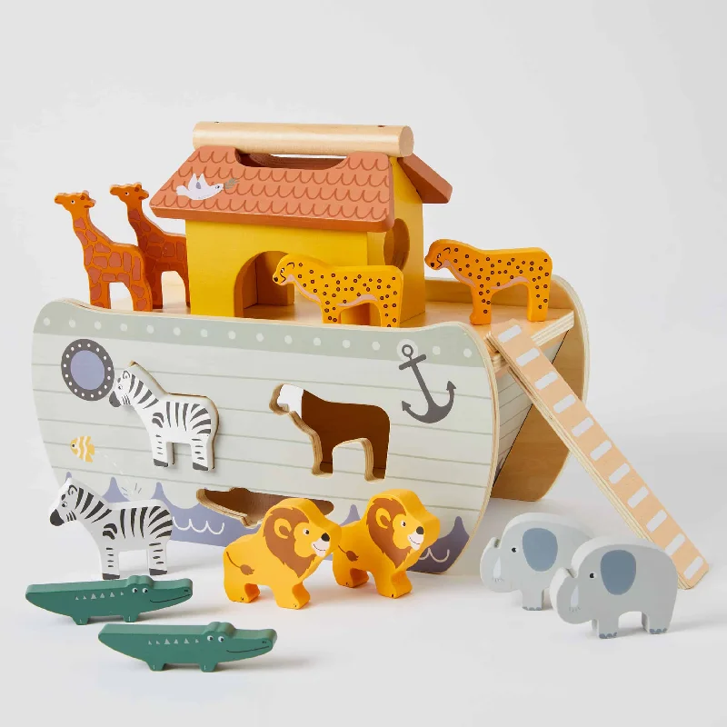 safe and non-toxic wooden toys that parents can trust                   Wooden Noah’s Ark Shape Sorter Toy