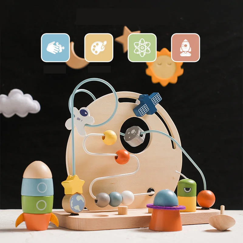 thoughtfully crafted and safe wooden toys                   Wooden Planet Round the Beads Educational Toy