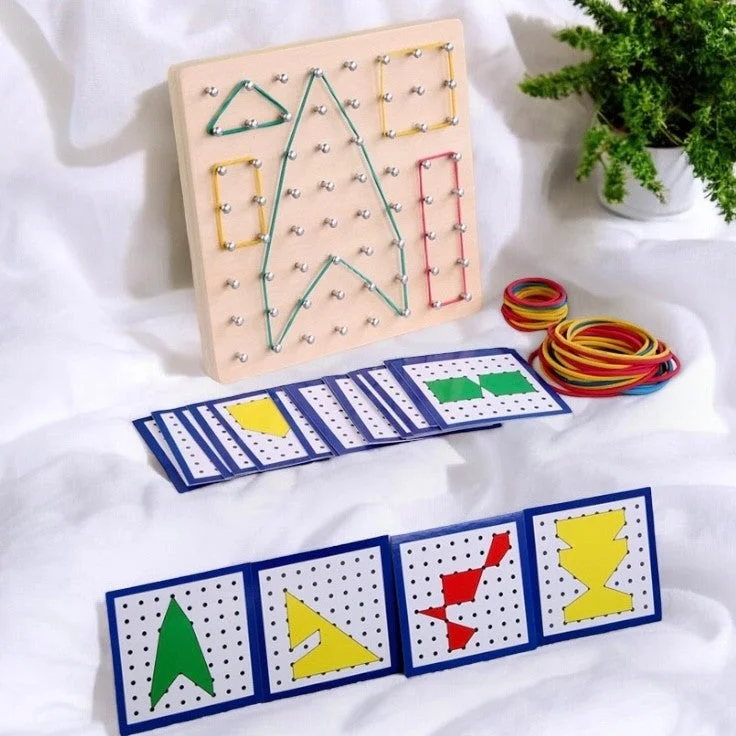 enchanting and magical wooden toys that spark the imagination                   Wooden Rubber Band Shape Creation Board Montessori inspired