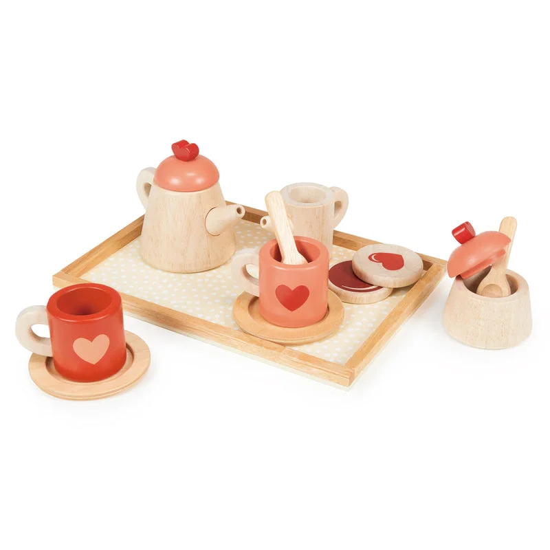 naturally finished and non-toxic wooden toys                   Mentari Wooden Tea Time Tray Set