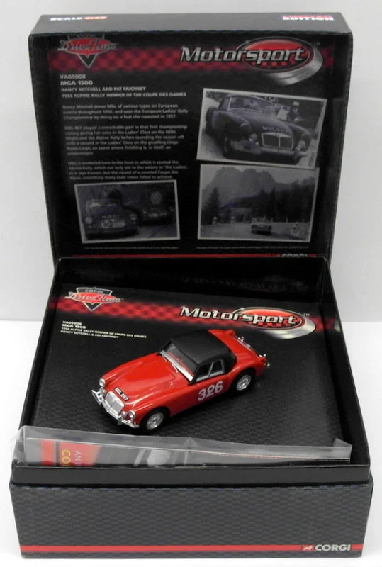 Realistic toy carsCorgi 1/43 Scale VA05008 - MGA 1500 1956 Alpine Rally Winner Coupe Des Dames