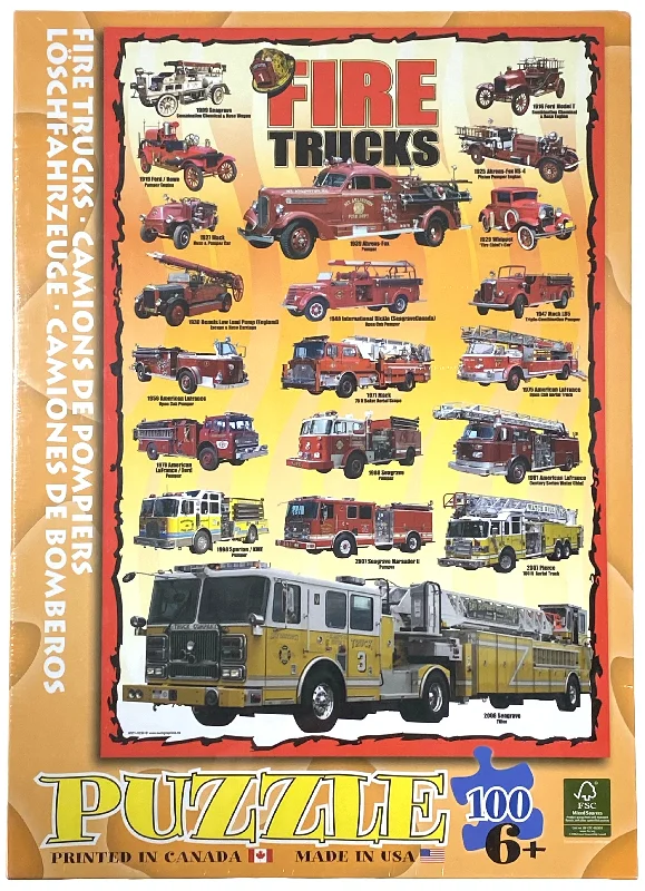Time-consuming puzzles Fire Trucks 100 Piece Puzzle