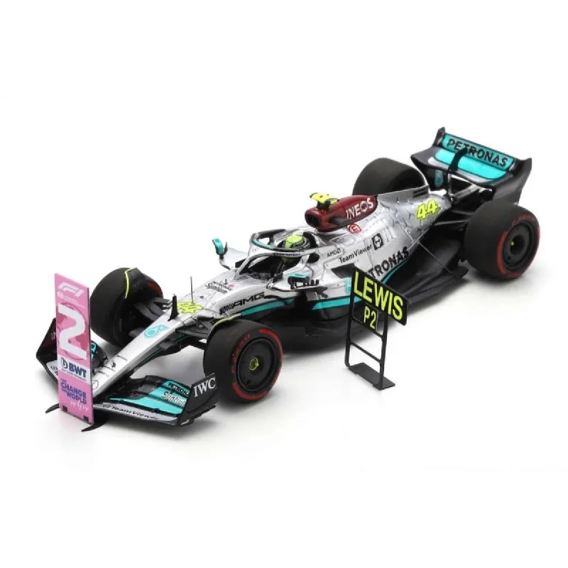 Fun toy carsMercedes-AMG Petronas F1 W13 E Performance No.44 Mercedes-AMG Petronas F1 Team - 2nd Brazilian GP 2022 - Lewis Hamilton. (With pit and number board) - 1:43 Scale Resin Model Car